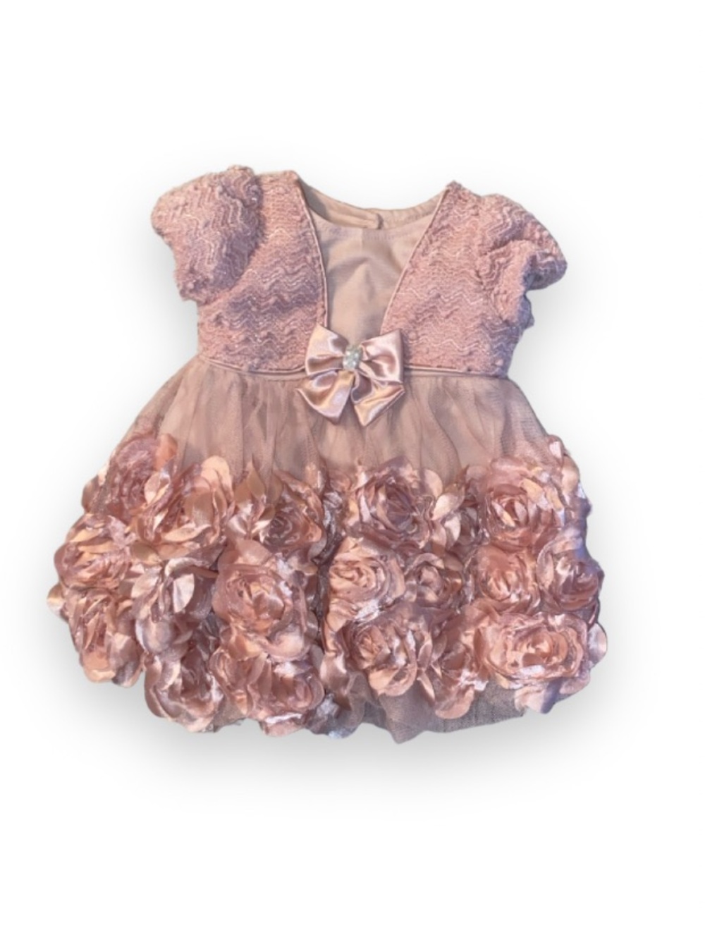 Nannette Rose Pink Floral Appliqué Party Dress